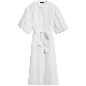 Banana Republic White Poplin Cotton Puff Sleeve Dress Size Small PETITE